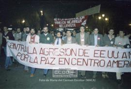 Manifestación en defensa de Nicaragua celebrada en noviembre de 1984
