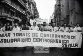 Manifestación en defensa de Nicaragua celebrada en junio de 1983