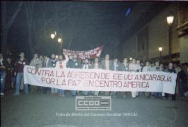 Manifestación en defensa de Nicaragua celebrada en noviembre de 1984