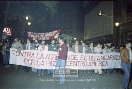 Manifestación en defensa de Nicaragua celebrada en noviembre de 1984
