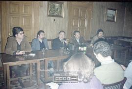 Rueda de prensa del PCA, con participación de Santiago Carrillo y Antonio Gutiérrez (Guti) a favo...